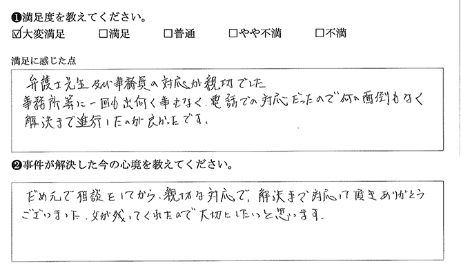 何の面倒もなく解決しました