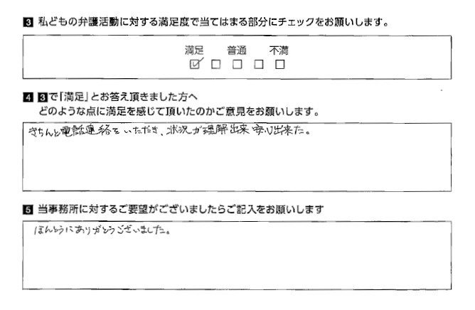 状況が理解出来、安心出来た