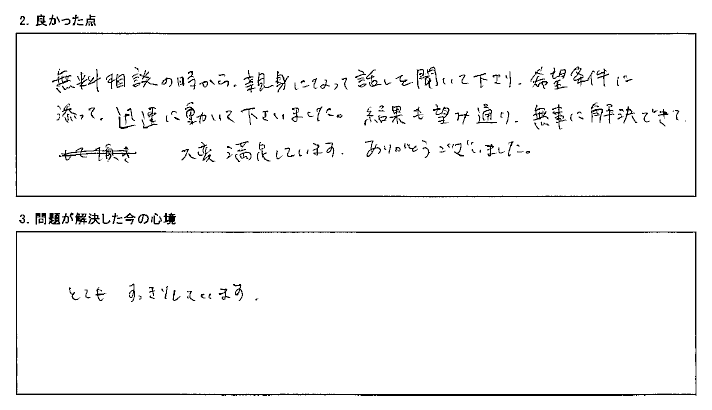 望み通りの結果になり大変満足しています