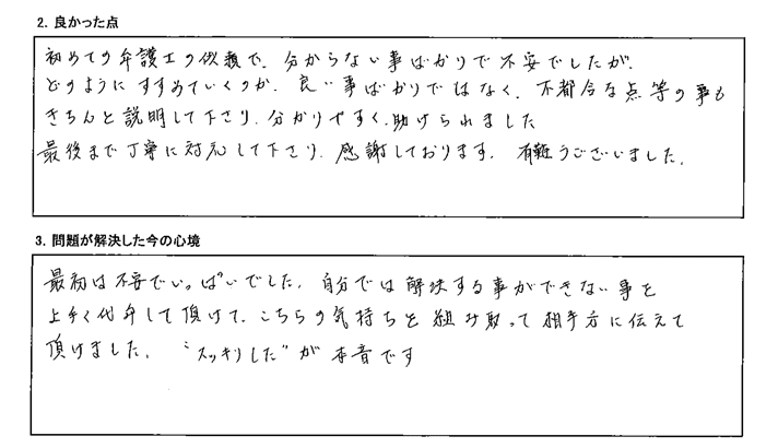 自分では解決する事ができない事を上手く代弁して頂けた